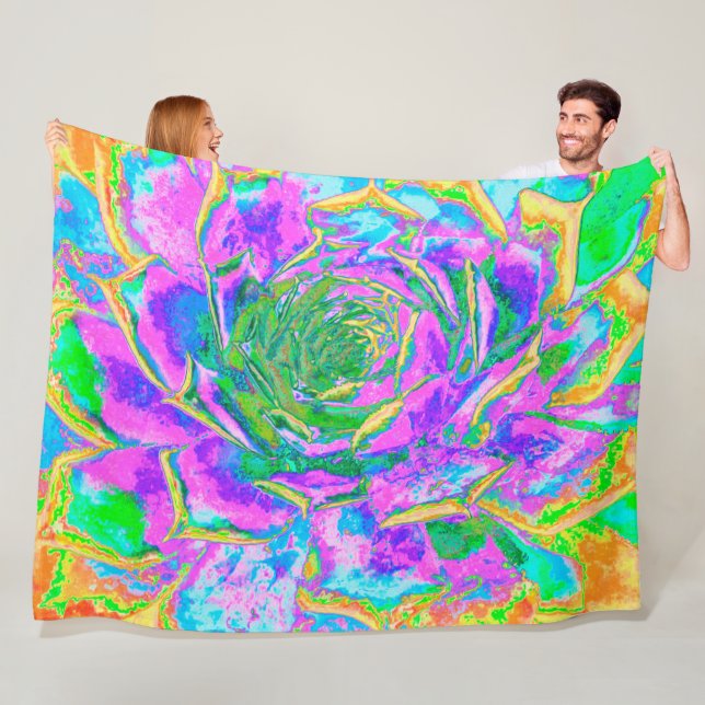 Rainbow Färg Fiesta Succulent Sedum Rosette Fleecefilt (På plats)