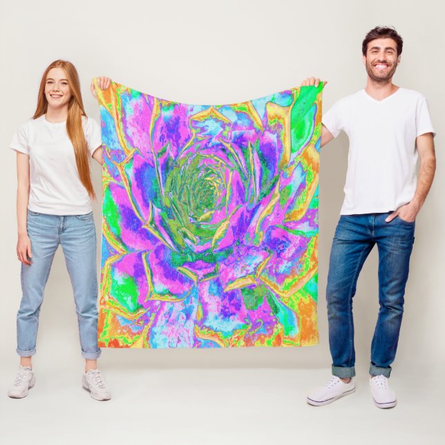 Rainbow Färg Fiesta Succulent Sedum Rosette Fleecefilt (På plats)