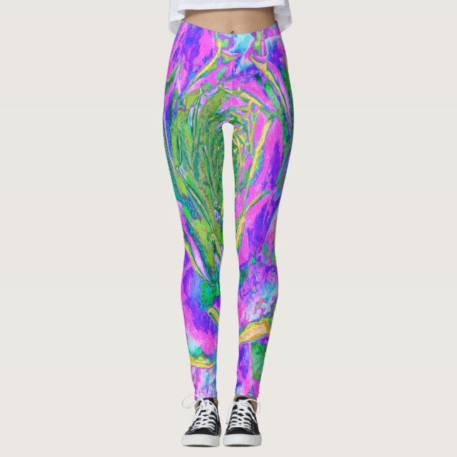 Rainbow Färg Fiesta Succulent Sedum Rosette Leggings (Framsida)
