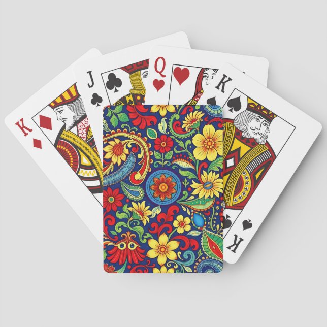 Rainbow Färg Flower Paisley Design Casinokort (Baksidan)