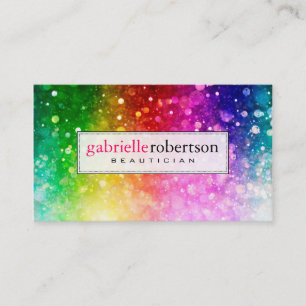 Rainbow Färg Glitter och Sparkles Visitkort