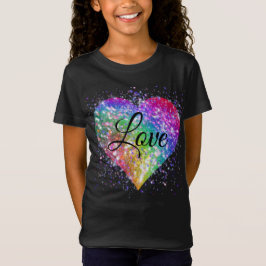 Rainbow färg gniking glitter hjärta kärlek T-Shir T Shirt