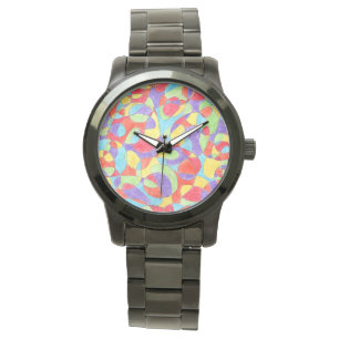 Rainbow Färg Hand plockade Crayon Doodle Mönster Armbandsur