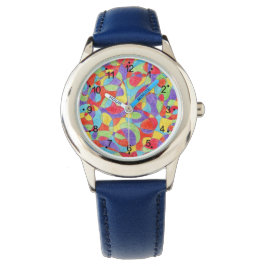 Rainbow Färg Hand plockade Crayon Doodle Mönster Armbandsur