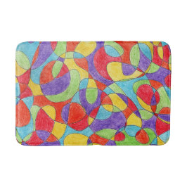 Rainbow Färg Hand plockade Crayon Doodle Mönster Badrumsmatta