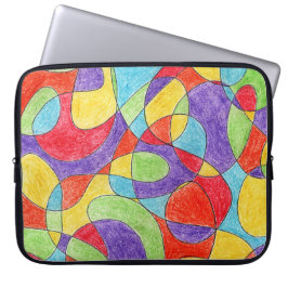Rainbow Färg Hand plockade Crayon Doodle Mönster Laptop Fodral