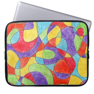 Rainbow Färg Hand plockade Crayon Doodle Mönster Laptop Fodral