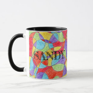 Rainbow Färg Hand plockade Crayon Doodle Mönster Mugg