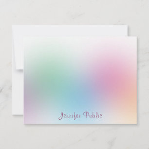 Rainbow Färg Handskriftlig Elegant Monogram Anteckningskort