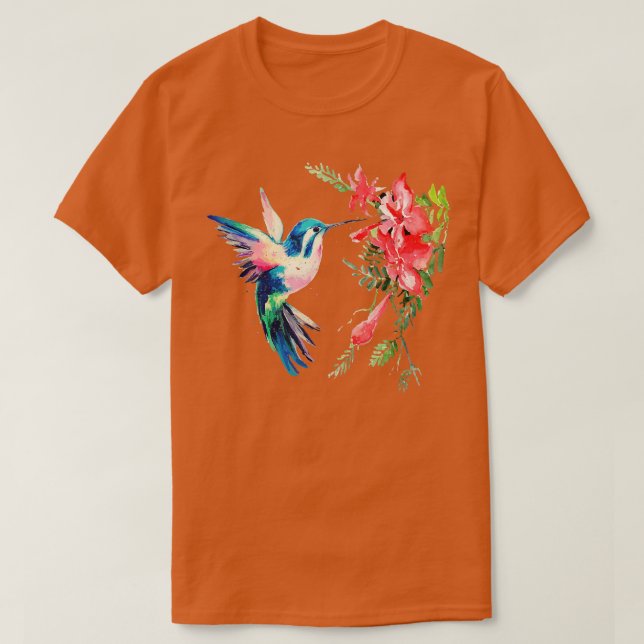 Rainbow Färg Hummingbird Funny Bird Älskare Gift T Shirt (Design framsida)