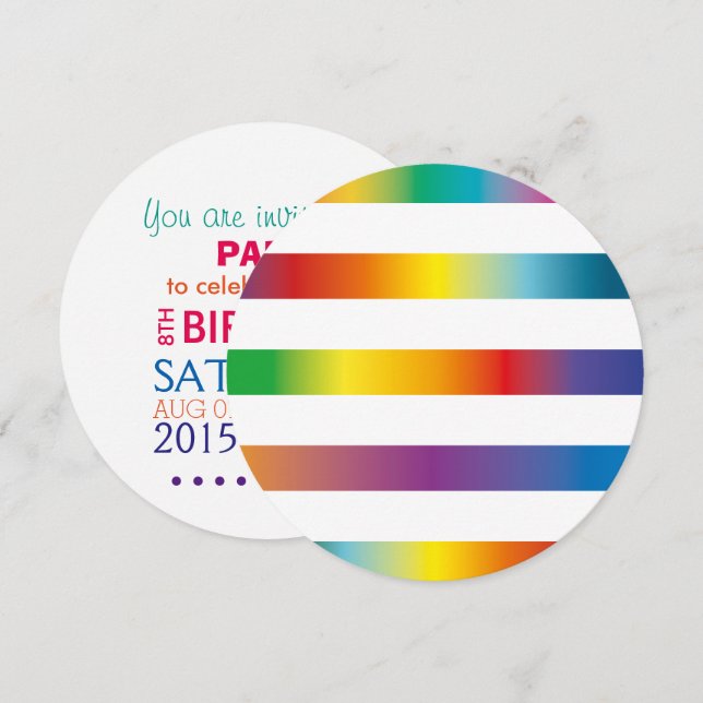 Rainbow Färg Inbjudningar (Fram/baksida)