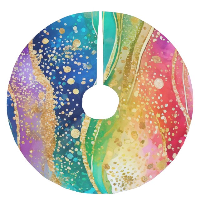 Rainbow Färg Julgransmatta Borstad Polyester (Framsidan)