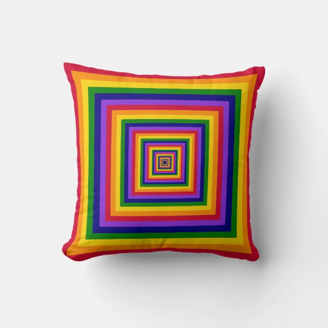 Rainbow Färg Kombination/Mix of Nested Squares Kudde (Framsida)