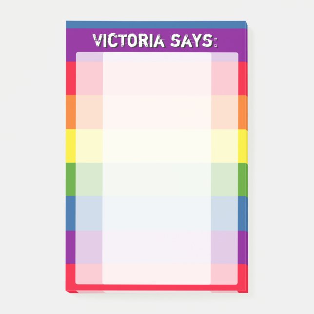 Rainbow Färg med Anpassningsbar Text Post-it Block (Framsida)