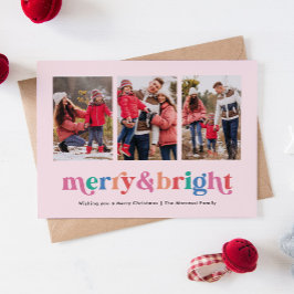 Rainbow Färg Merry och Bright Modern 3-Photo Julkort