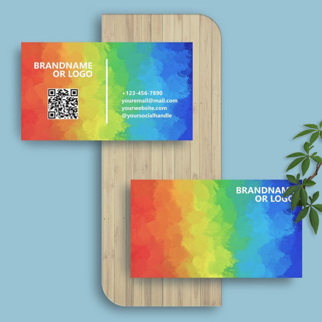 Rainbow Färg | Modern redigerbar QR-kod LGBT Visitkort (Skapare uppladdad)