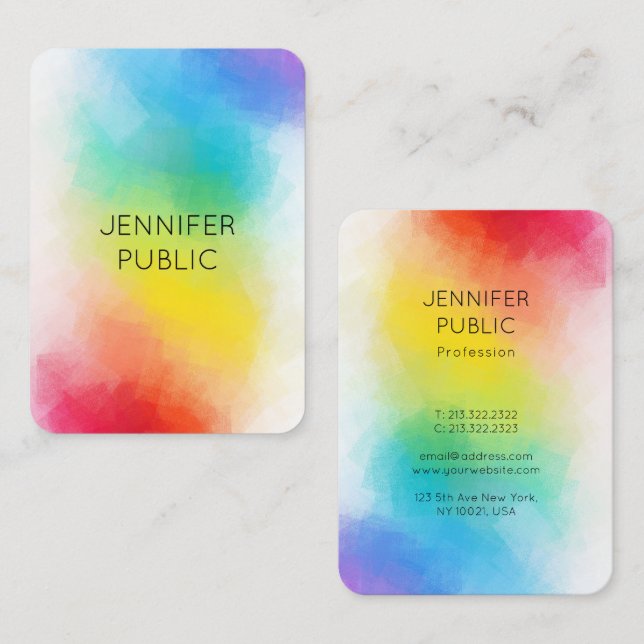 Rainbow Färg Modern Template Elegant Colorful Visitkort (Fram/baksida)