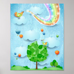 Rainbow färg och träd poster