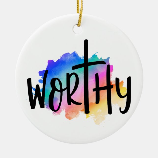 RAINBOW FÄRG, ORD VÄRDET JULGRANSPRYDNAD KERAMIK (Framsidan)