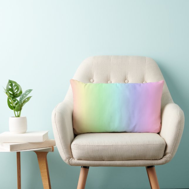 Rainbow Färg på Light Himlar Blue Lumbar Pillow Lumbarkudde (Stol)