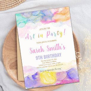 Rainbow Färg Paint Birthday-inbjudan Inbjudningar