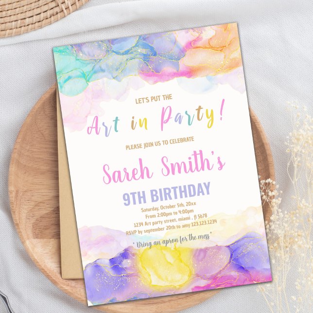 Rainbow Färg Paint Birthday-inbjudan Inbjudningar (Rainbow Color Paint Birthday Invitations)