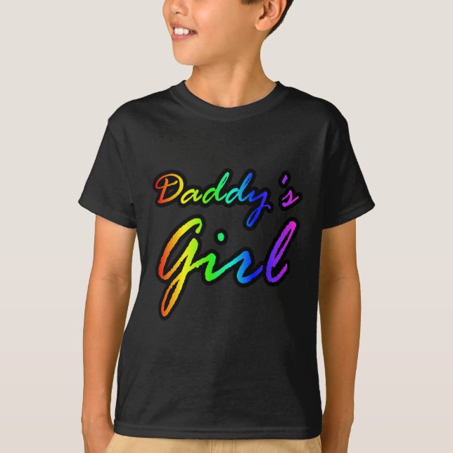 Rainbow Färg Pappor Girl T Shirt (Framsida)