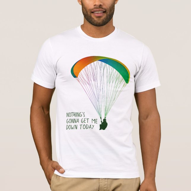 Rainbow Färg Paraglider med Anpassningsbar Slogan T Shirt (Framsida)