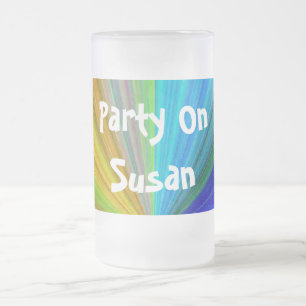 Rainbow Färg Party på ditt namn Frostat Ölglas