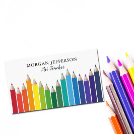 Rainbow Färg Pencil Art Teacher Artist Studio Visitkort