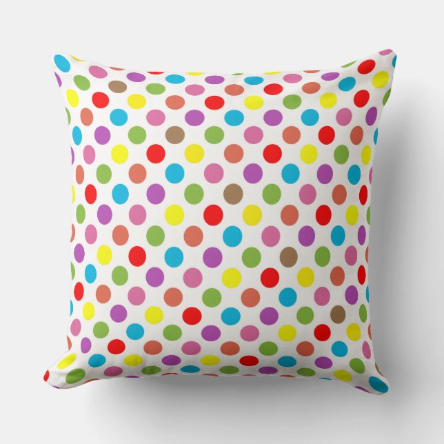 Rainbow färg polka dots mönster kudde (Framsida)