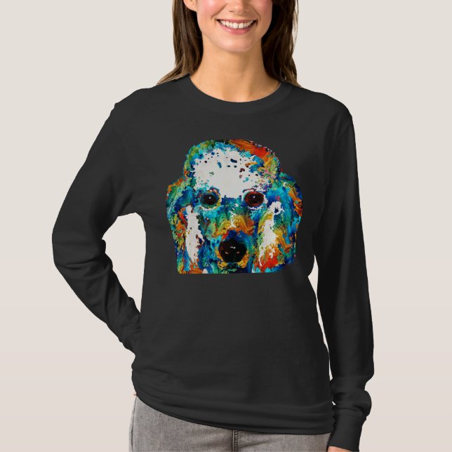 Rainbow Färg Pudel Hund Art by Sharon Cummings T Shirt (Framsida)
