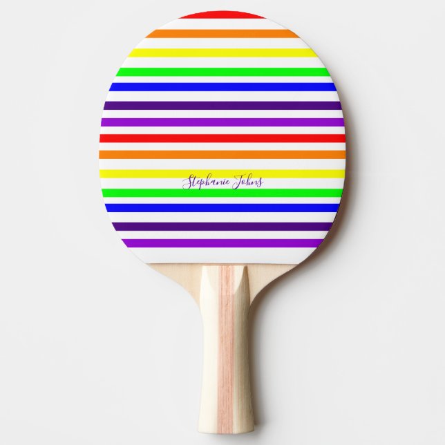 Rainbow Färg Rand eget namn Bridesmaid Gift Pingisracket (Framsidan)