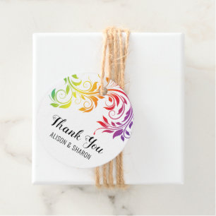 Rainbow färg rulla Tack lesbisk bröllop Gåvor Etiketter