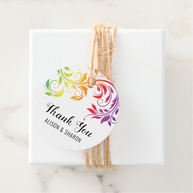Rainbow färg rulla Tack lesbisk bröllop Gåvor Etiketter (På plats)