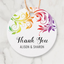 Rainbow färg rulla Tack lesbisk bröllop Gåvor Etiketter