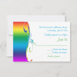 Rainbow Färg Scrolled Bröllop-svarskort OSA Kort
