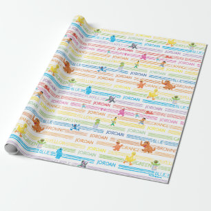 Rainbow Färg Sesame Pals Mönster Presentpapper