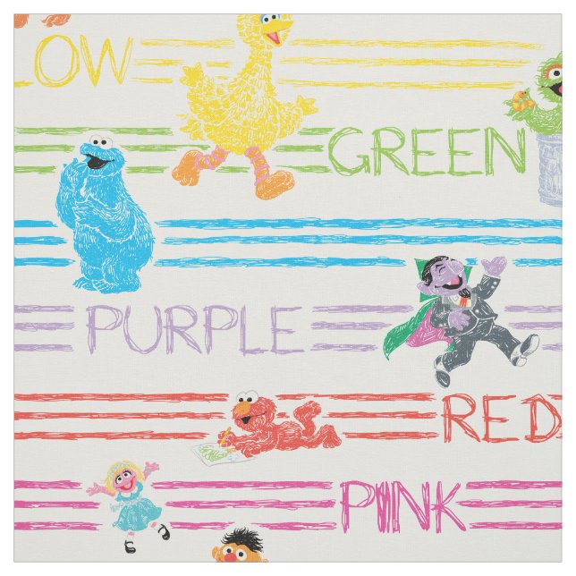 Rainbow Färg Sesame Pals Mönster Tyg (Provkarta)