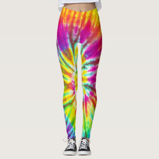 Rainbow färg spiral mönster leggings