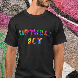 Rainbow Färg Stänk Birthday Boy T Shirt