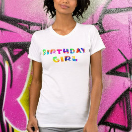 Rainbow Färg Stänk Birthday Girl T Shirt