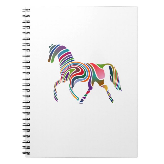 Rainbow Färg-Stripe Horse Anteckningsbok (Framsidan)