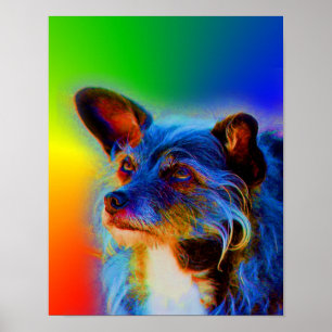 Rainbow Färg Terrier Abstrakt Hund Art Poster