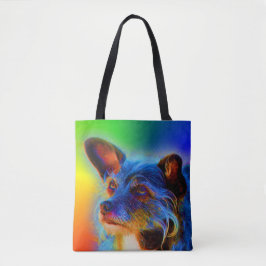 Rainbow Färg Terrier Mix Abstrakt Hund Art Tygkasse