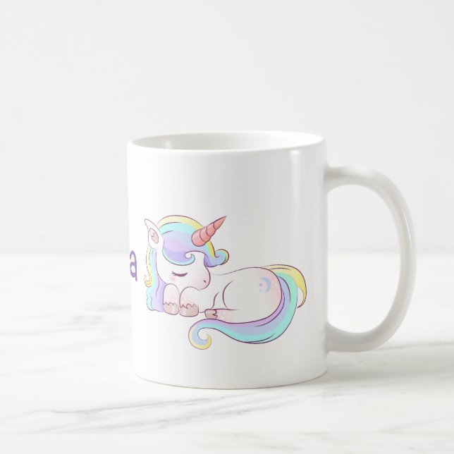Rainbow färg Unicorn-flicka Kaffemugg (Höger)