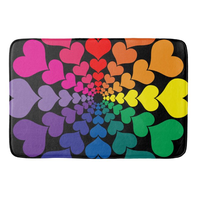 Rainbow Färg Valentine Hearts Mönster Memory Foam Badrumsmatta (Framsidan)