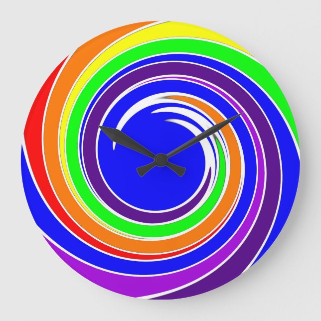 Rainbow Färg wall Clock Stor Klocka (Framsida)
