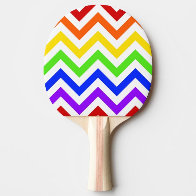 Rainbow Färg, White Large Chevron ZigZag Mönster Pingisracket (Framsidan)