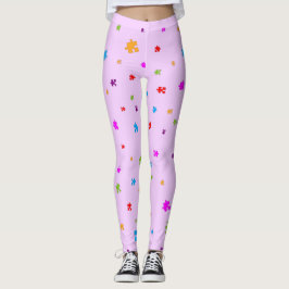 Rainbow Färgad Autism Puzzle Delarare på ROSA Leggings